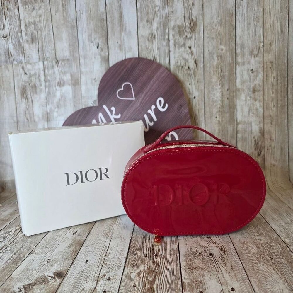 Dior Red Vanity Bag Case Handbag Small